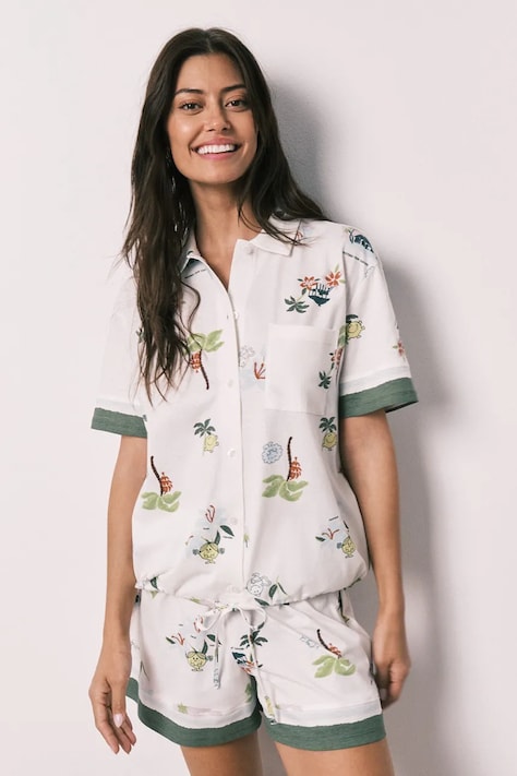 women'secret pijama din două piese pentru femei din bumbac albă 3133524
