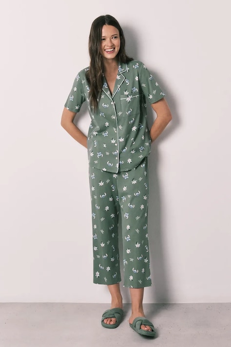women'secret dvodelna pižama ženska bombažna zelena 3133547