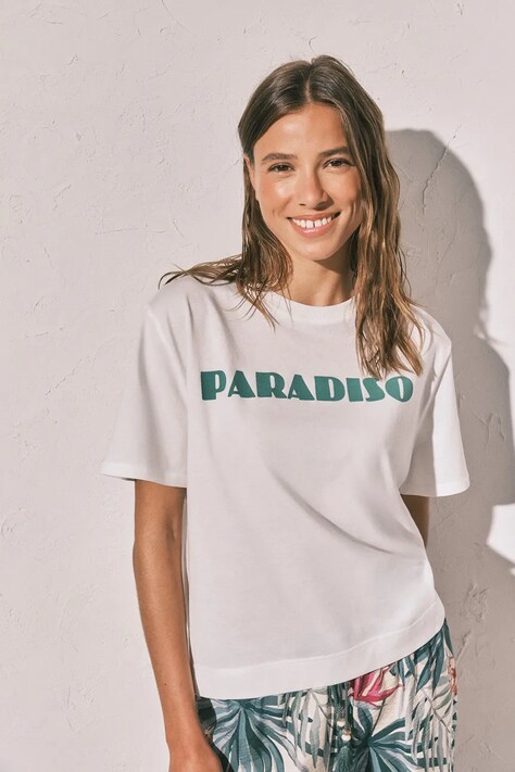 women'secret T-shirt piżamowy damski bawełniany biały 3273318