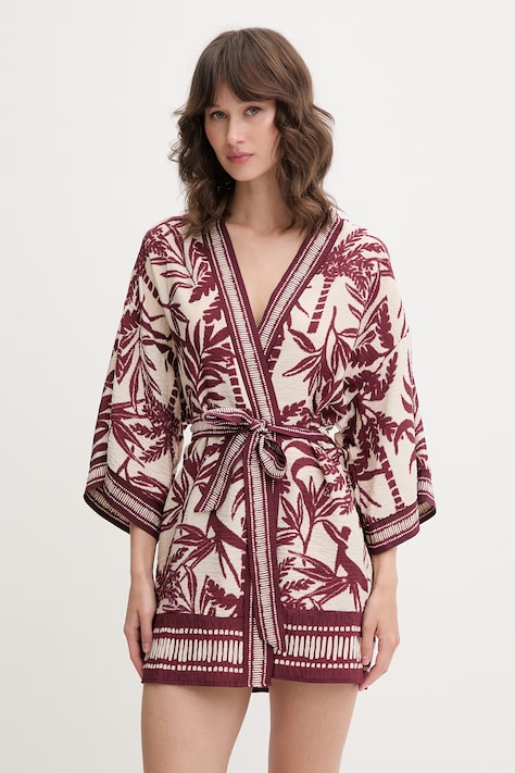 women'secret kimono pentru femei cu vâscoză burgundiu 4923680