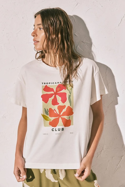 women'secret T-shirt piżamowy damski bawełniany beżowy 3273307