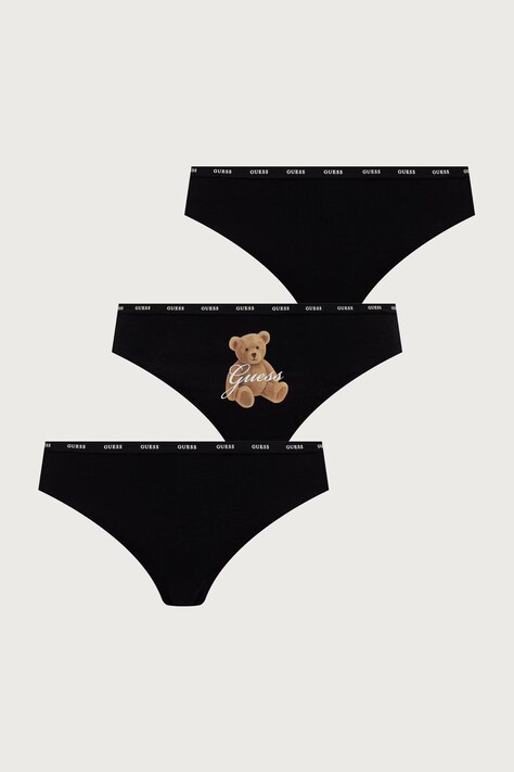 Guess Figi damskie bawełniane z elastanem ARIA 3-pack czarne O6BG03 K5996