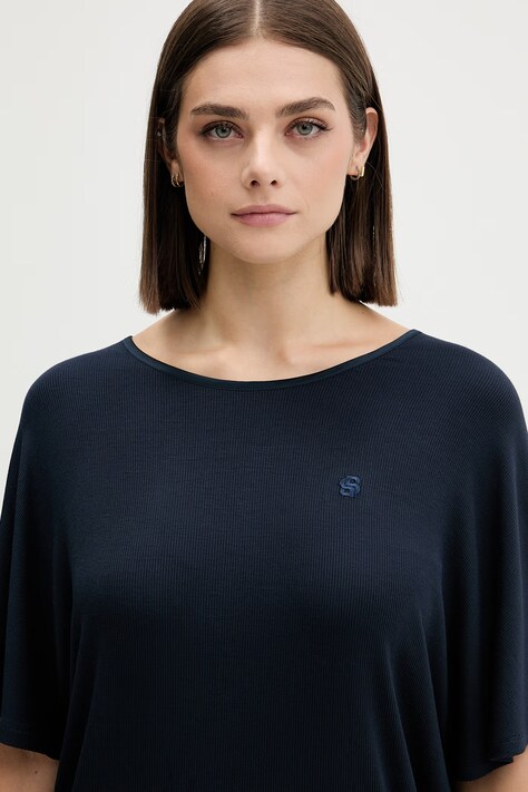 BOSS піжамна футболка жіноча з модалем SHINY RIB_Top — AW26-BIDZYA, темно-синій — фото 4