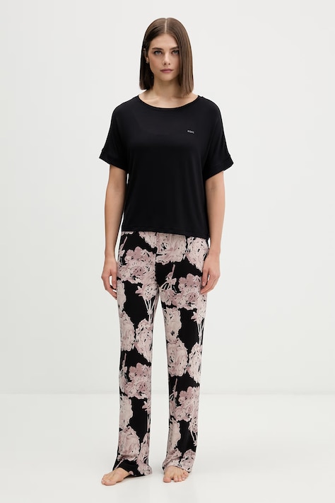 BOSS piżama dwuczęściowa damska z wiskozy ESSENCE_Short Set LP czarna 50566069