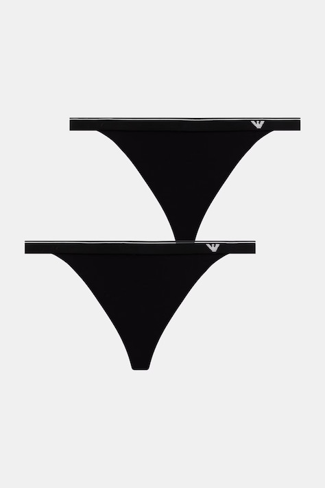 Emporio Armani Underwear stringi damskie bawełniane z elastanem 2-pack czarne EW000405.AF25589