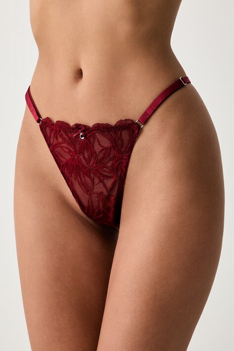 Emporio Armani Underwear stringi damskie koronkowe czerwone EW000396.AF25576
