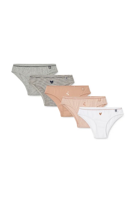Liewood Бикини за деца от памук с еластан Aylin Briefs 5-Pack розови LW20990