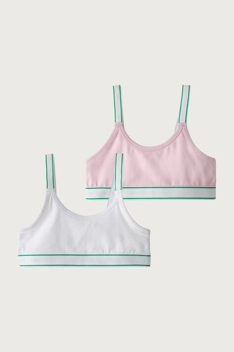 United Colors of Benetton Sutien pentru copii din bumbac cu elastan pachet de 2 roz 3G680R00B