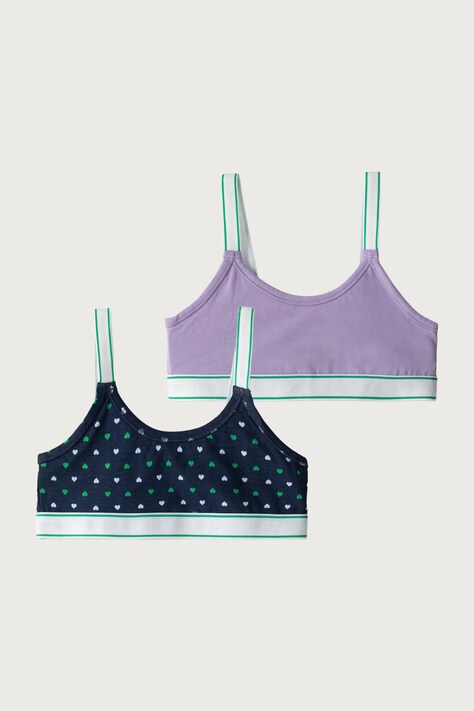 United Colors of Benetton Biustonosz dziecięcy bawełniany z elastanem 2-pack fioletowy 3G680R00B