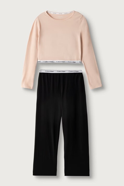 Calvin Klein Underwear Piżama dwuczęściowa dziecięca bawełniana z elastanem pomarańczowa G80G800717