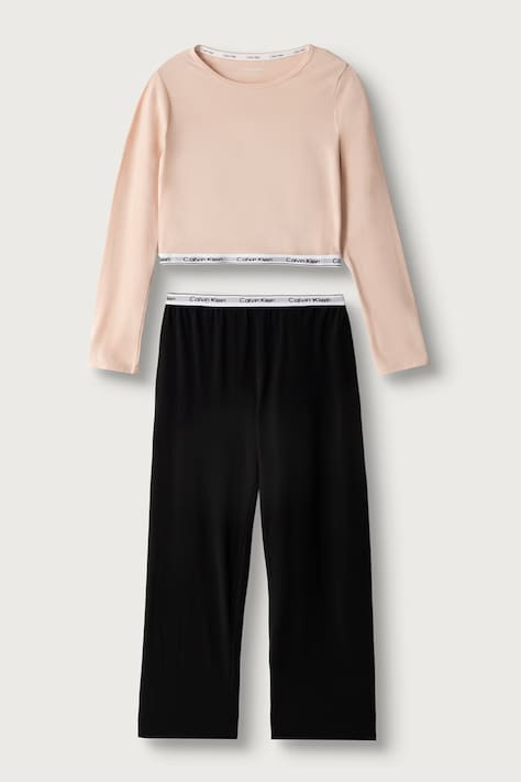 Calvin Klein Underwear Piżama dwuczęściowa dziecięca bawełniana z elastanem pomarańczowa G80G800717