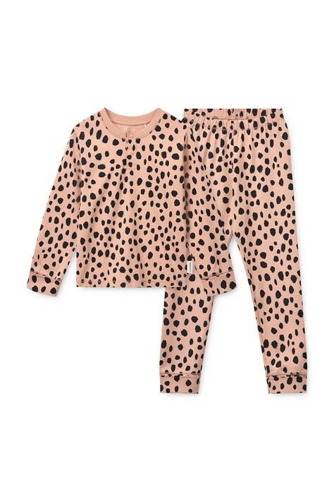 Liewood Piżama dwuczęściowa dziecięca bawełniana z elastanem Wilhelm Grow Printed Pyjamas Set różowa LW20982