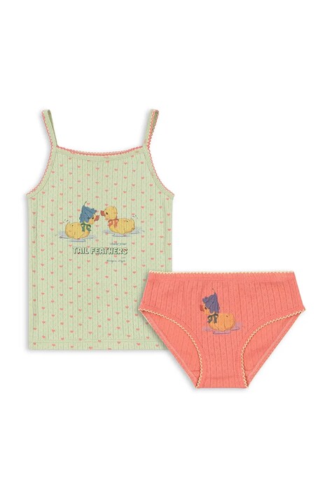 Konges Sløjd Komplet bielizny dziecięcej bawełnianej MINNIE UNDERWEAR GOTS zielony KS106173