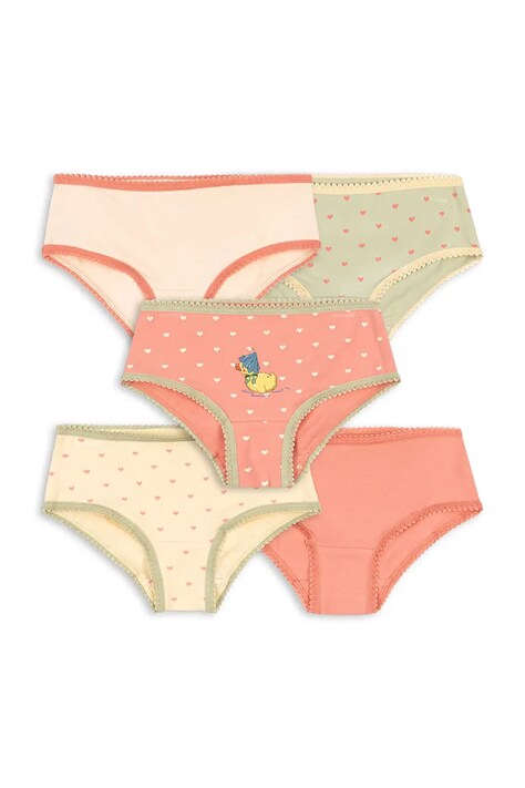 Konges Sløjd hlačke otroške bombažne z elastanom BASIC 5 PACK GIRL UNDERPANTS GOTS paket 5 kosov oranžne KS105894