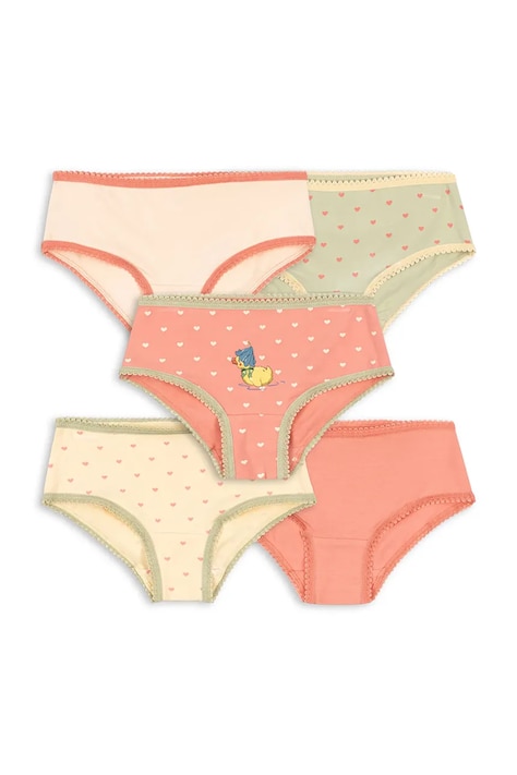 Konges Sløjd hlačke otroške bombažne z elastanom BASIC 5 PACK GIRL UNDERPANTS GOTS paket 5 kosov oranžne KS105894