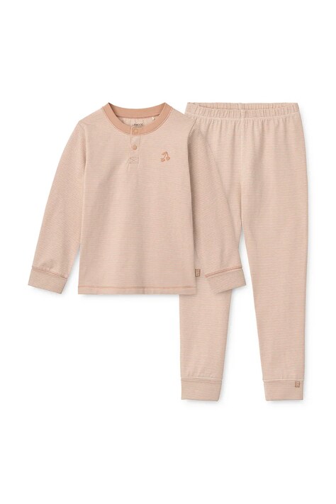 Liewood Piżama dziecięca bawełniana z elastanem Wilhelm Grow Striped Pyjamas Set różowa LW20993
