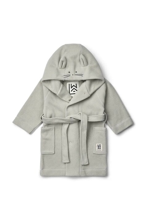 Liewood Μπουρνούζι με κουκούλα παιδικό Minik Rabbit Fleece Bathrobe γκρί LW21180