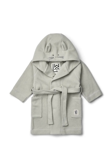 Liewood Μπουρνούζι με κουκούλα παιδικό Minik Rabbit Fleece Bathrobe γκρί LW21180