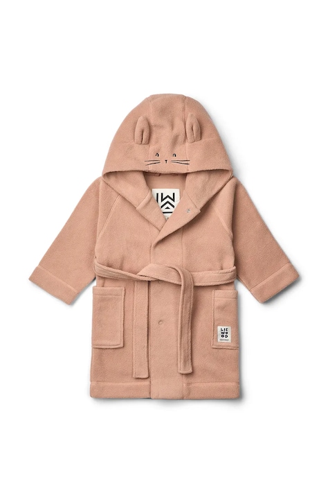 Liewood Μπουρνούζι με κουκούλα παιδικό Minik Rabbit Fleece Bathrobe ροζ LW21180