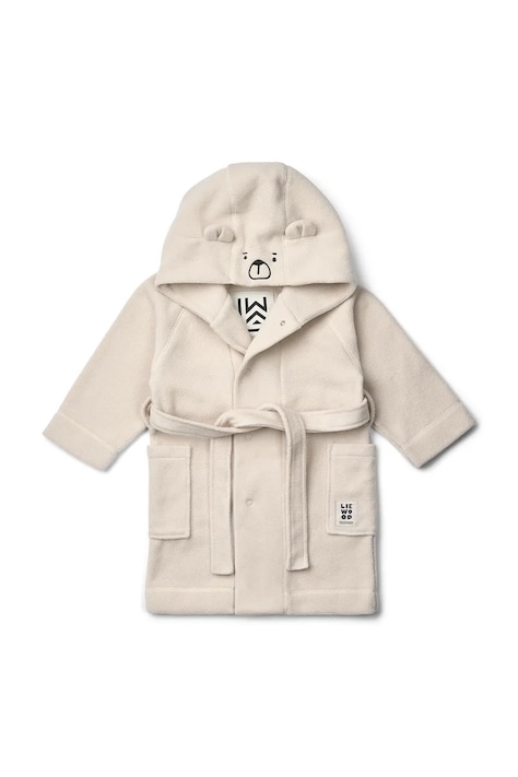 Liewood Μπουρνούζι με κουκούλα παιδικό Minik Bear Fleece Bathrobe μπεζ LW21179