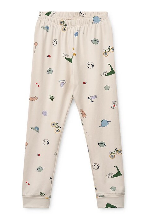 Liewood Piżama dwuczęściowa dziecięca bawełniana z elastanem Wilhelm Grow Printed Pyjamas Set beżowa LW20982