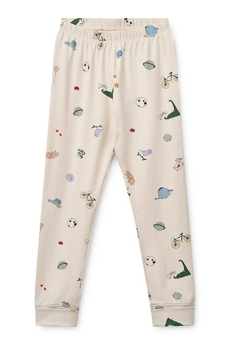Liewood Piżama dwuczęściowa dziecięca bawełniana z elastanem Wilhelm Grow Printed Pyjamas Set beżowa LW20982