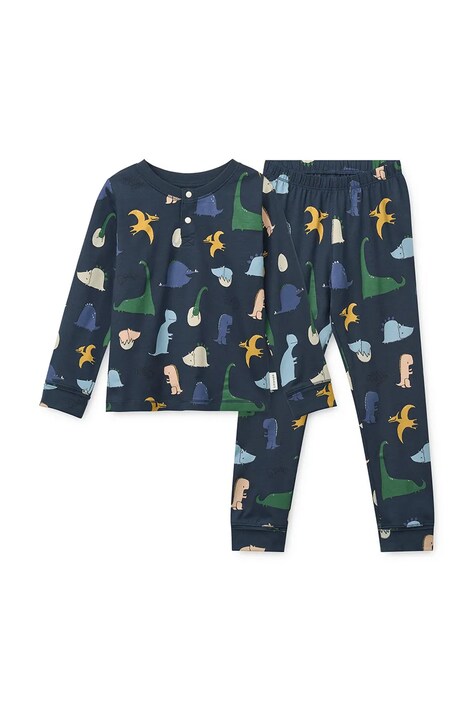 Liewood Piżama dwuczęściowa dziecięca bawełniana z elastanem Wilhelm Grow Printed Pyjamas Set granatowa LW20982