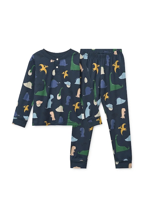 Liewood Piżama dwuczęściowa dziecięca bawełniana z elastanem Wilhelm Grow Printed Pyjamas Set granatowa LW20982