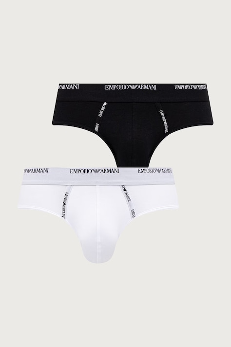 Emporio Armani Underwear Slipy pánske bavlnené s elastanom 2-pak čierne EM000401 AF25056