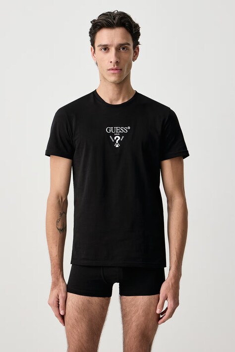 Guess Dvoudílné pyžamo pánské bavlněné s elastanem černé U6BX03 K5380