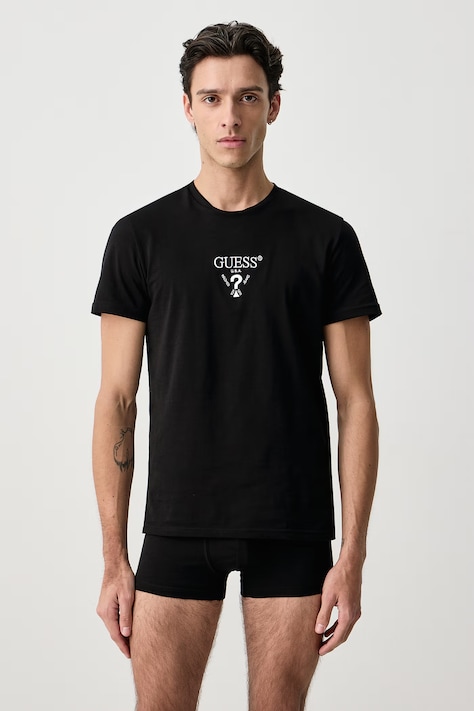 Guess Dvoudílné pyžamo pánské bavlněné s elastanem černé U6BX03 K5380