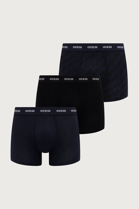 Guess Priliehavé boxerky pánske bavlnené s elastanom JOE 3-pak čierne U6BG13 K5393
