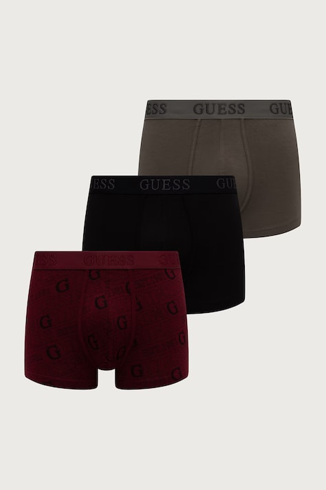 Guess Bokserki dopasowane męskie bawełniane z elastanem JOE 3-pack czarne U6BG06 K5372