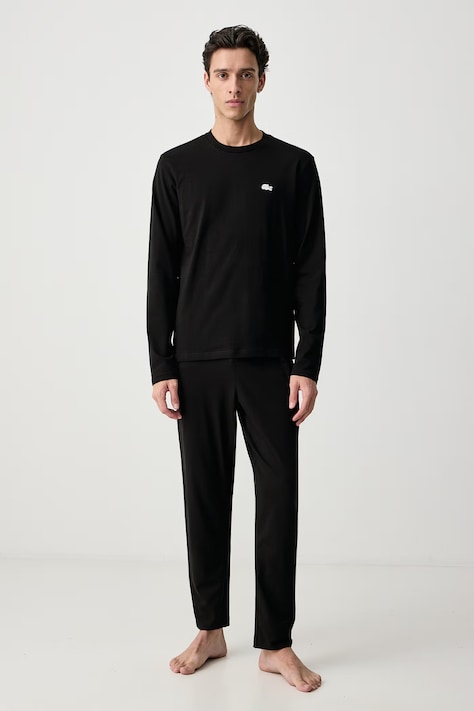 Lacoste Piżama dwuczęściowa męska bawełniana z elastanem czarna 4H0924
