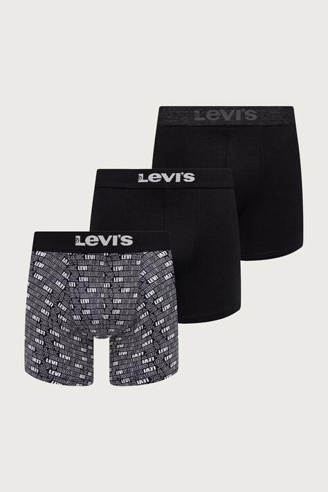Levi's Boksarice moške bombažne z elastanom paket 3 kosov črne 37149-1437