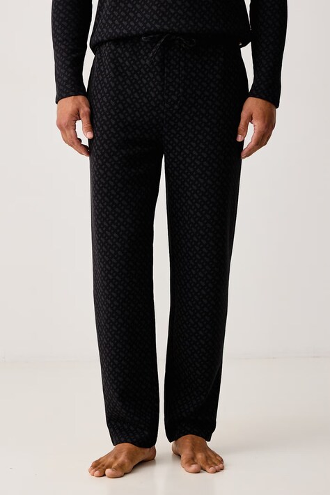 BOSS Spodnji del pižame moški z bombažem WaffleAOP Pants črn 50571378