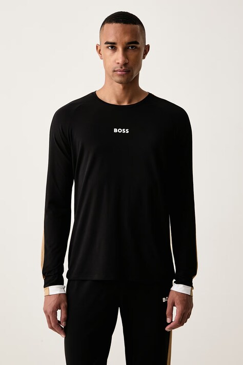 BOSS pyžamové tričko s dlhým rukávom pánske s bavlnou Balance LS-Shirt čierne 50571129