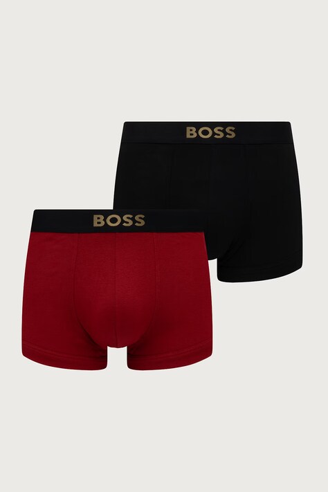 BOSS Přiléhavé boxerky pánské bavlněné Trunk 2P Gold Logo 2-pack červené 50569247