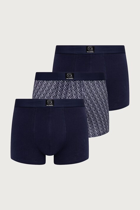 Karl Lagerfeld Bokserki dopasowane męskie bawełniane z elastanem 3-pack granatowe B4M47007