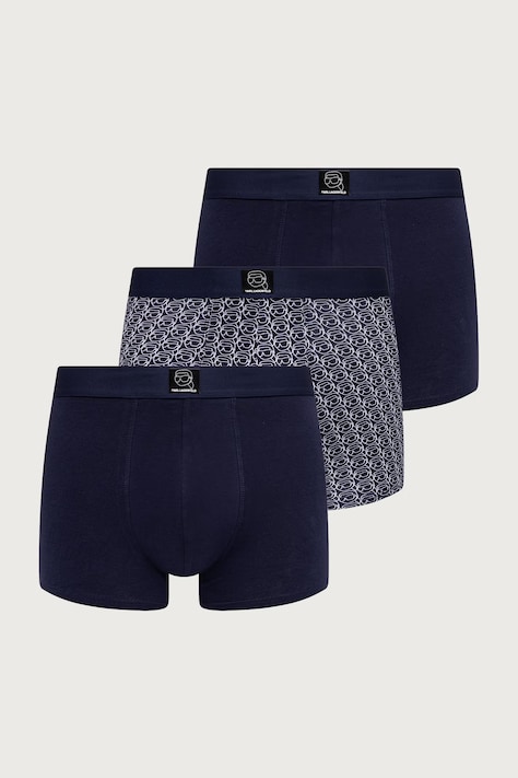 Karl Lagerfeld Bokserki dopasowane męskie bawełniane z elastanem 3-pack granatowe B4M47007