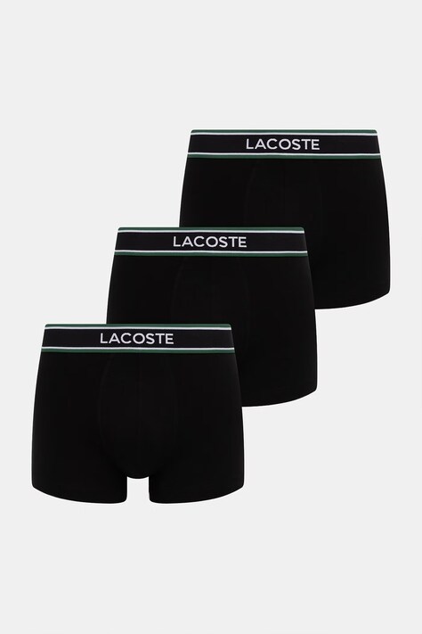 Lacoste bokserki dopasowane męskie z bawełną 3-pack czarne 5H0926