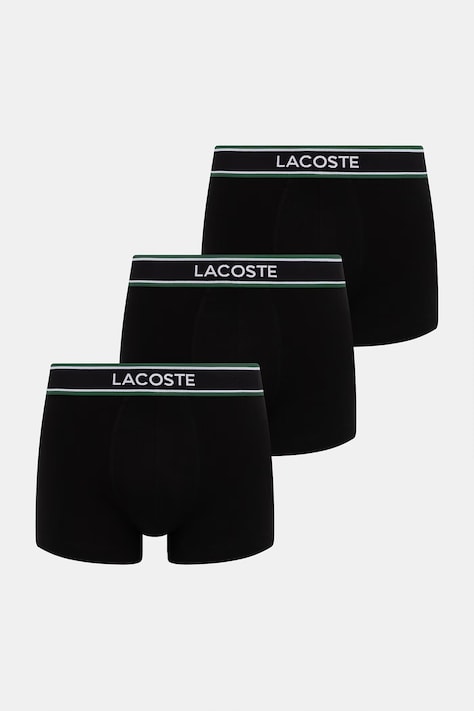 Lacoste bokserki dopasowane męskie z bawełną 3-pack czarne 5H0926