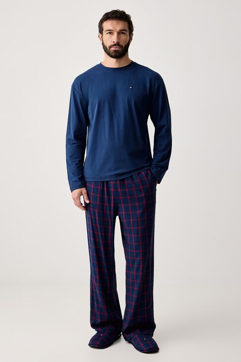 Tommy Hilfiger Piżama męska z bawełną niebieska UM0UM04019