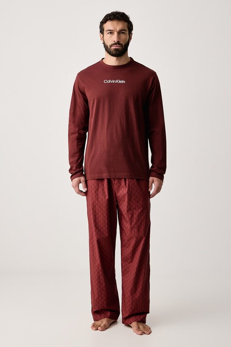Calvin Klein Underwear Пижама от две части мъжка от памук кафява LV00NM3084