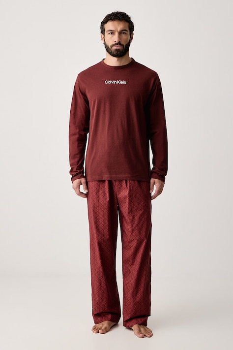 Calvin Klein Underwear Пижама от две части мъжка от памук кафява LV00NM3084