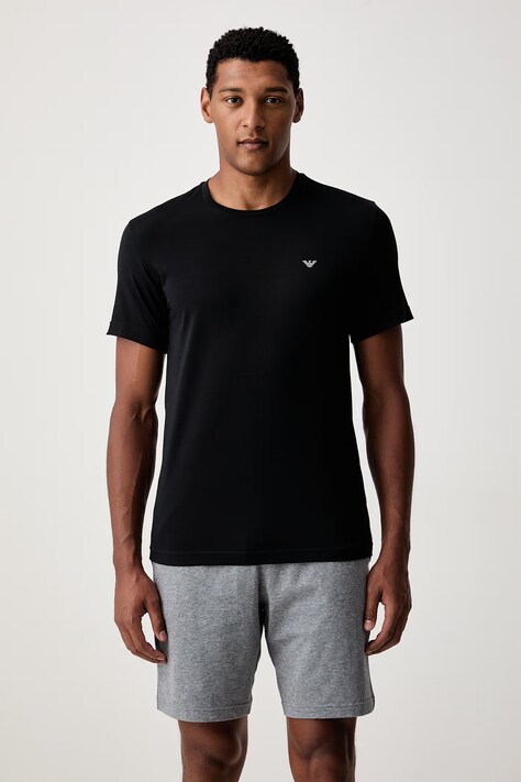 Emporio Armani Underwear piżama dwuczęściowa męska bawełniana z elastanem czarna EM000400 AF25017