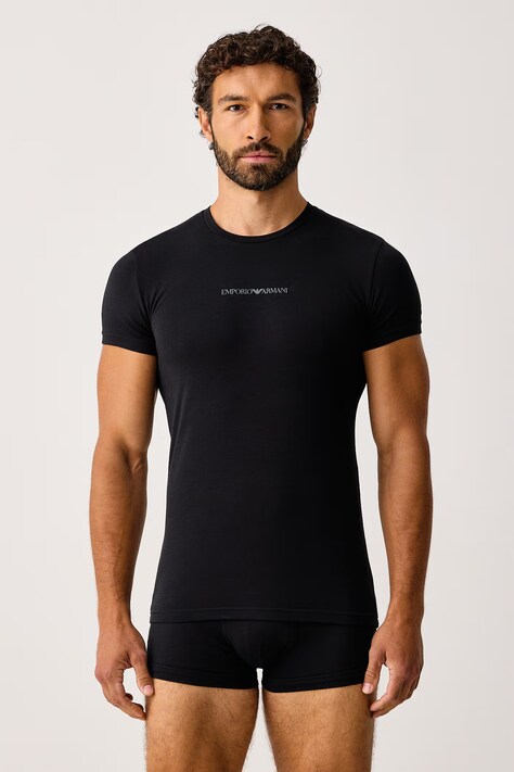 Emporio Armani Underwear Piżama dwuczęściowa męska z bawełną czarna EM000398 AF25026