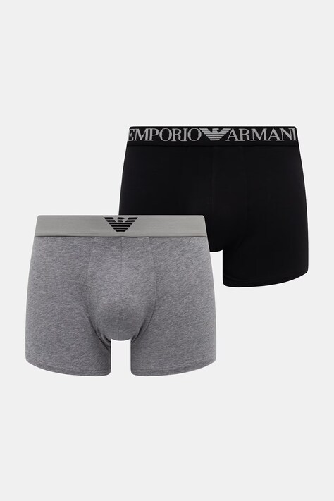 Emporio Armani Underwear oprijete boksarice moške bombažne z elastanom sive EM000252 AF25017