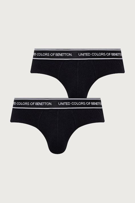 United Colors of Benetton Slipy męskie bawełniane z elastanem 2-pack czarne 3G682S00N