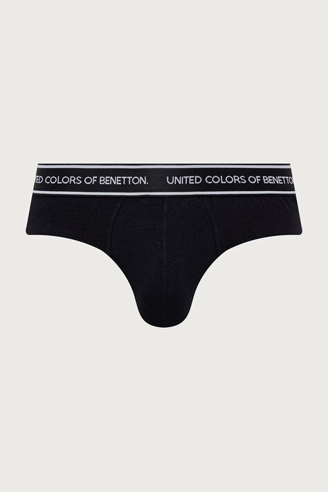 United Colors of Benetton Slipy męskie bawełniane z elastanem 2-pack czarne 3G682S00N